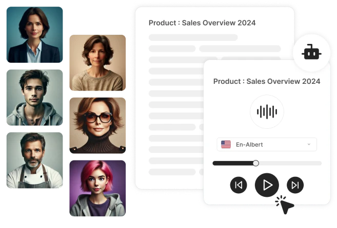 AIが製品デモのリアルなナレーションを作成し、プロフェッショナルで魅力的なプレゼンテーションを提供します。