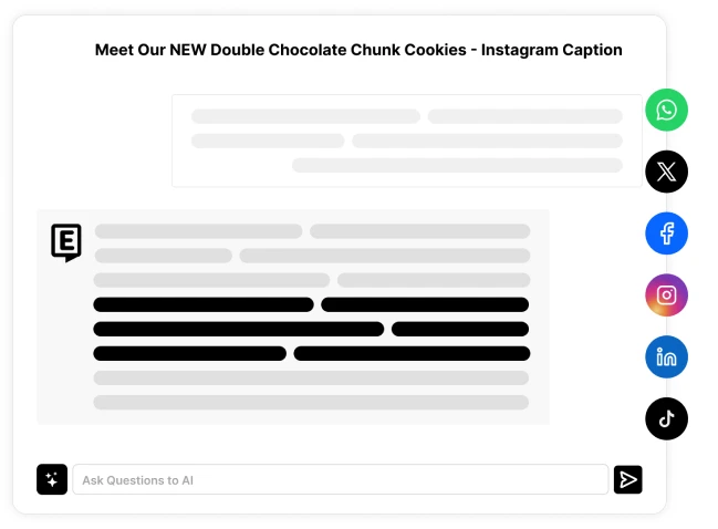 Script generati dall'AI progettati specificamente per i post sui social media, su misura per diverse piattaforme e pubblici.