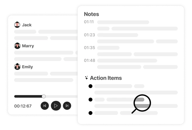 AI das automatische Erstellen von Notizen während Verkaufsgesprächen, das Erfassen von Schlüsselpunkten und Aktionen.